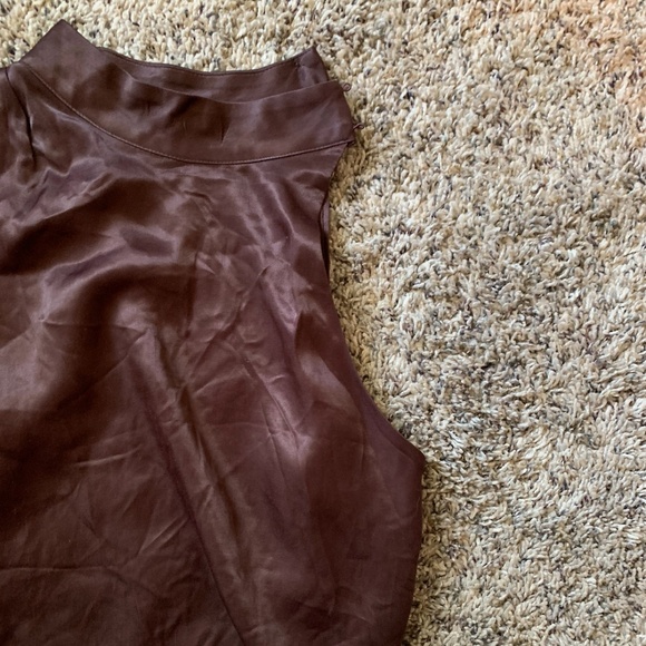 NWOT Zara Small Brown Satin Asymmetrical Top - Picture 7 of 11